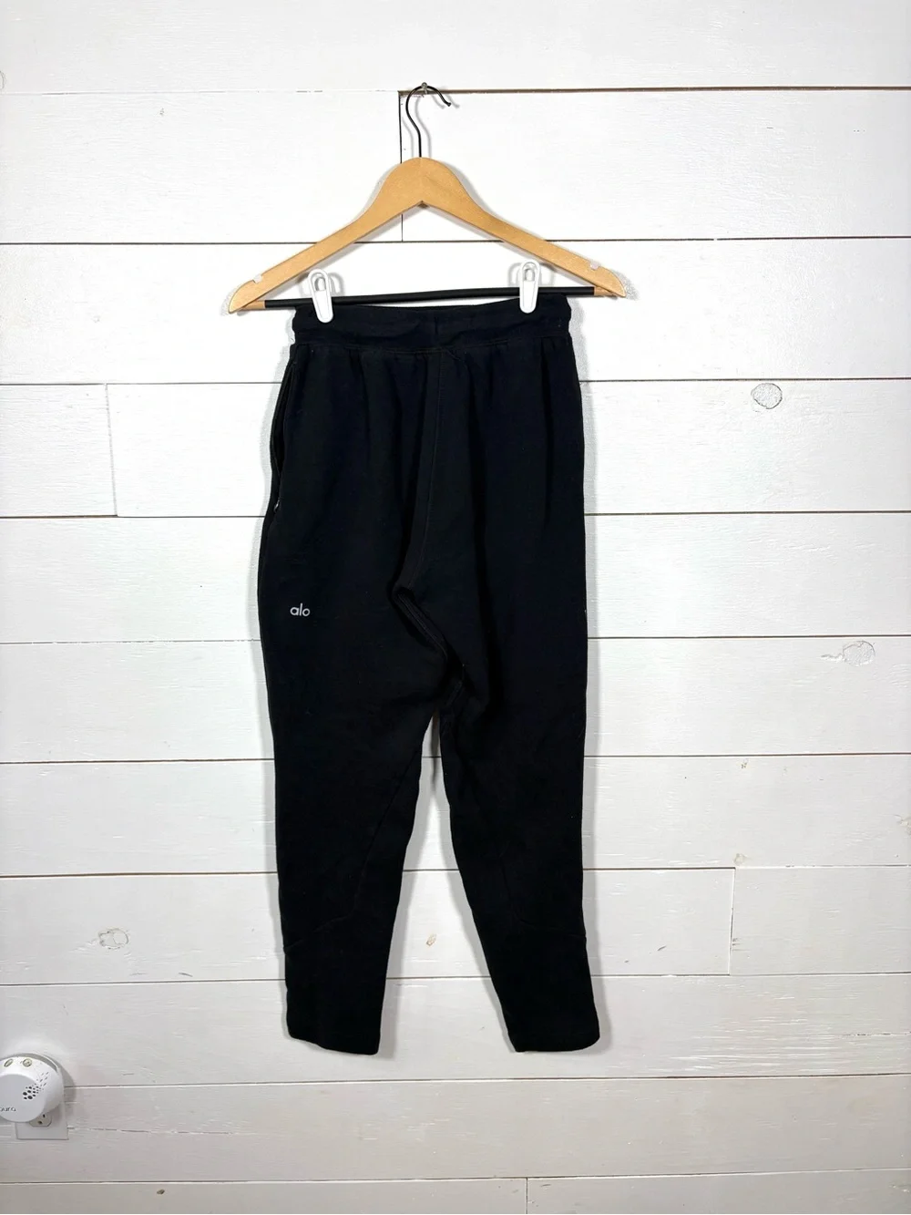 Alo Yoga Urban Moto Joggers Womens S Black Ribbed Knee Zip Pocket Sweatpants